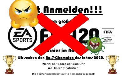 FIFA20-Turnier am 06.11.2020 fällt aus!